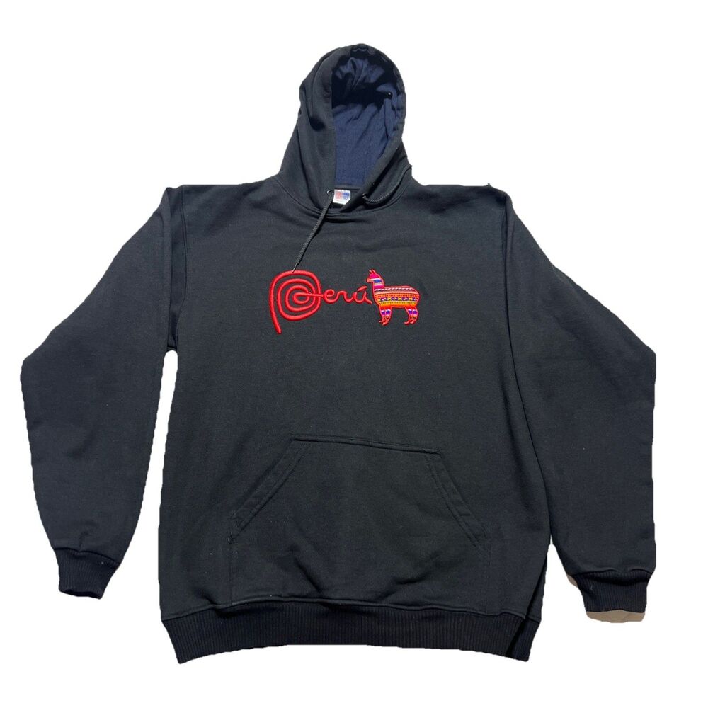 Marca Peru Men´s Hoodie - Hooded Sweatshirt - PeruCoUSA - Black/Red - Large